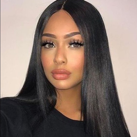 ?22” JET BLACK STRAIGHT MIDDLEPART LACE FRONT WIG main image 8